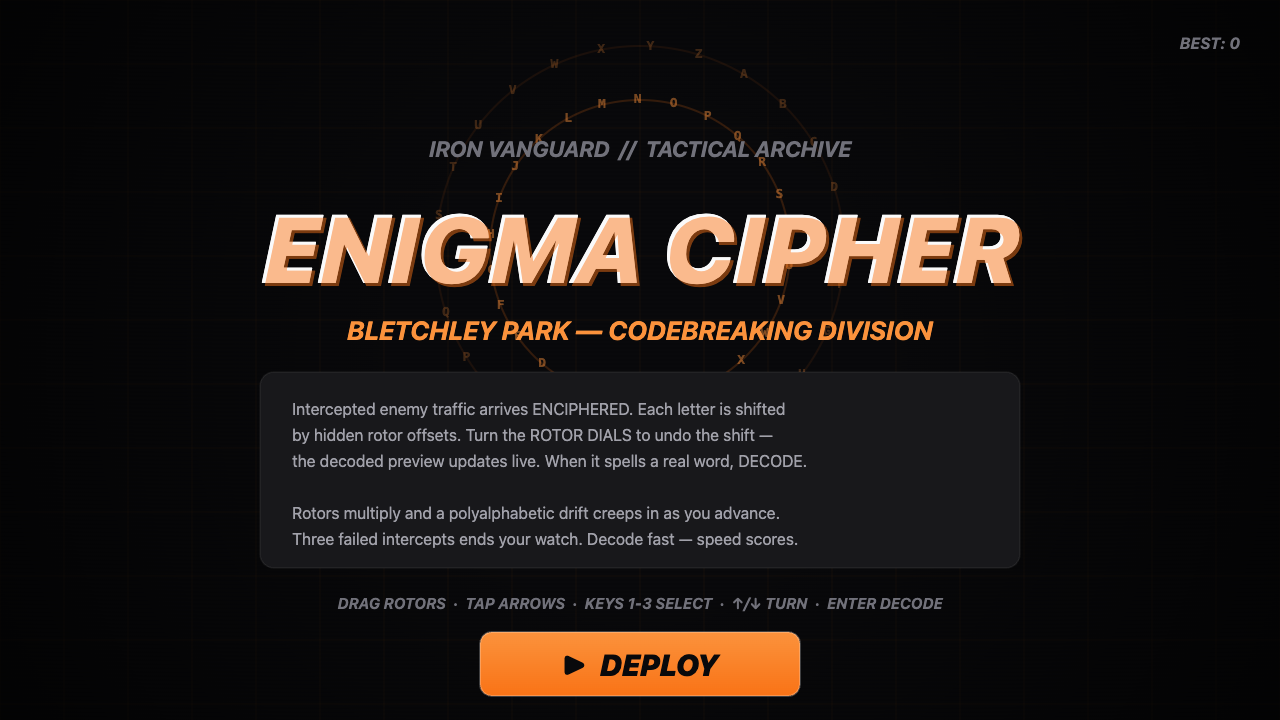Enigma Cipher gameplay